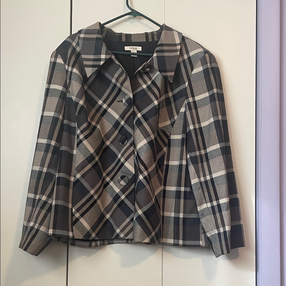 Dress Barn Black and Cream Checkered Blazer